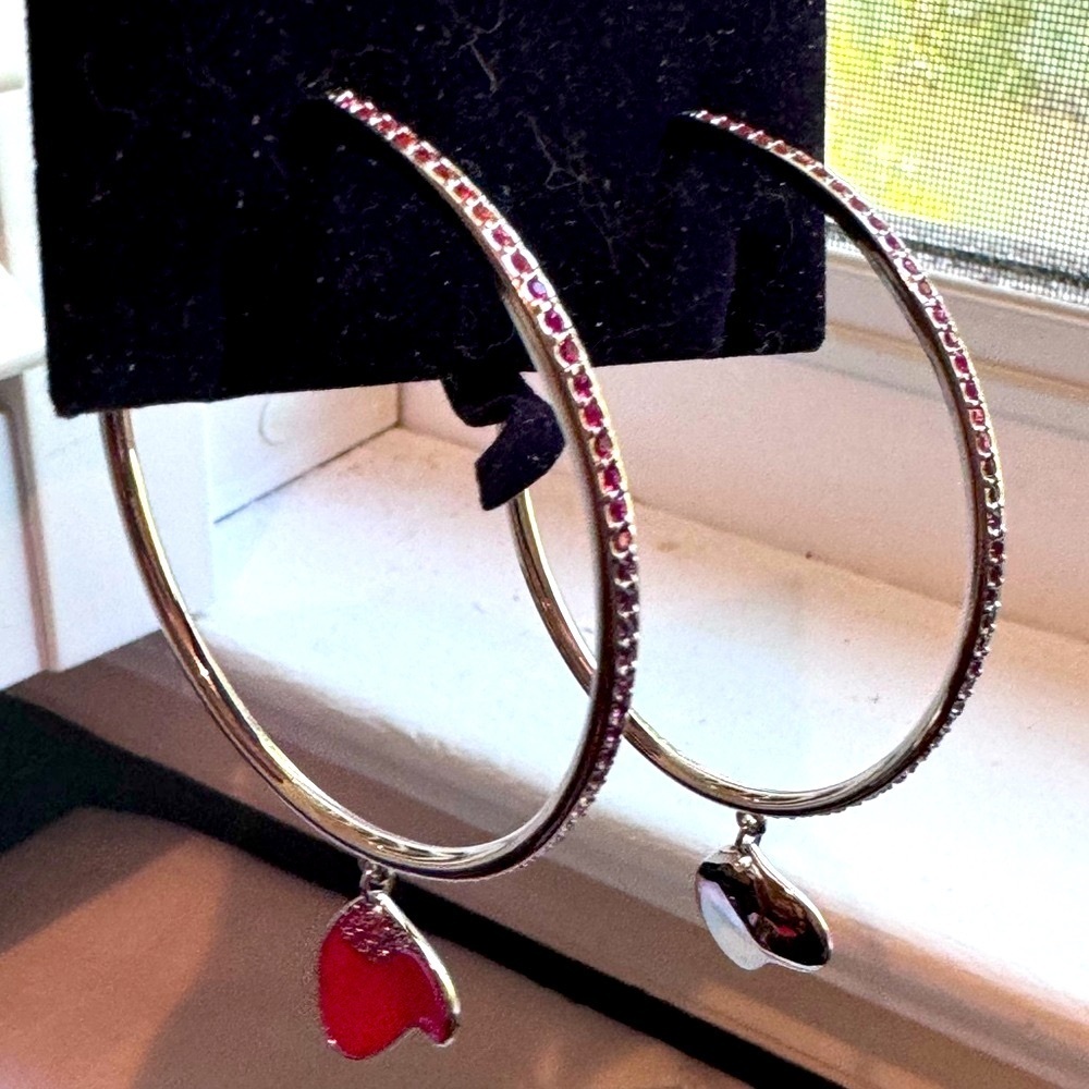 💖✨ HOST PICK 💖✨ Swarovski Red Crystal Hoop Earrings w/ Pink Heart Charm 💖